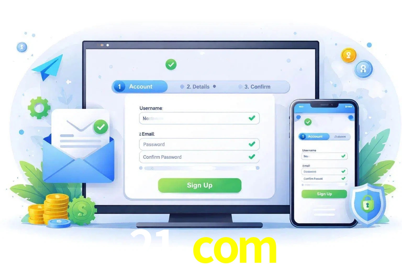 Registro de nuevo usuario y configuración de cuenta 21 com